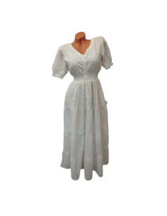 Rochie Brodata Alba cu Broderie Traditionala