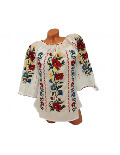 Ie traditionala românească mânecă trei sferturi din bumbac, broderie tradițională. Mărimi S-3XL.