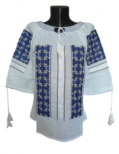 Ie traditionala românească mânecă trei sferturi din bumbac, broderie tradițională. Mărimi S-3XL.