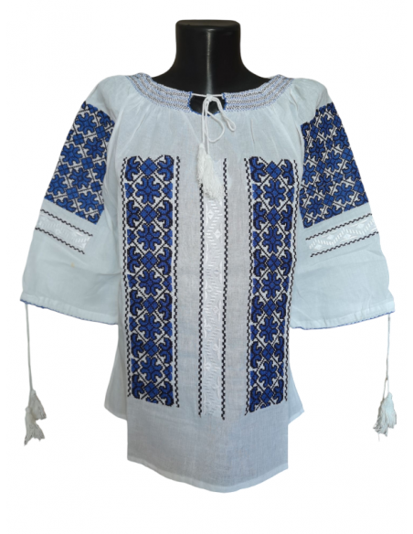 Ie traditionala românească mânecă trei sferturi din bumbac, broderie tradițională. Mărimi S-3XL.