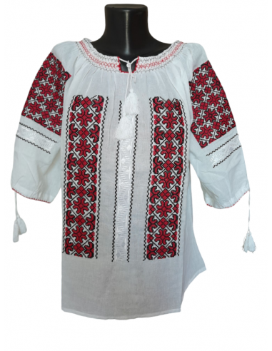 Ie traditionala românească mânecă trei sferturi din bumbac, broderie tradițională. Mărimi S-3XL.