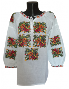 Ie traditionala românească mânecă trei sferturi din bumbac, broderie tradițională. Mărimi S-3XL.