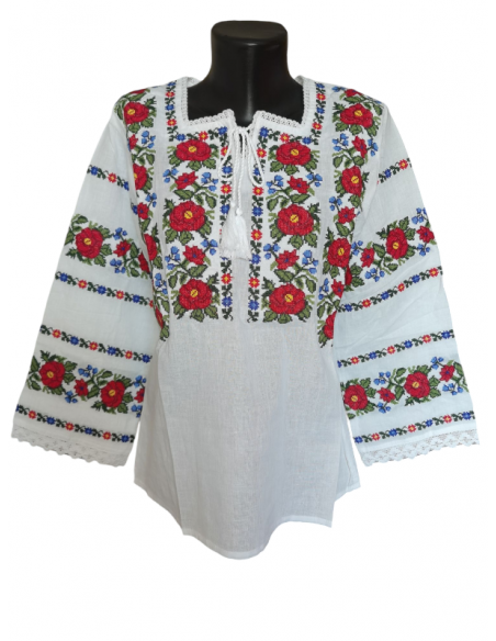 Ie traditionala românească mânecă lunga din bumbac, broderie tradițională. Mărimi S-3XL.