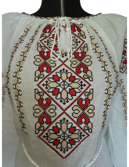 Ie traditionala românească mânecă lunga din bumbac, broderie tradițională. Mărimi S-3XL.