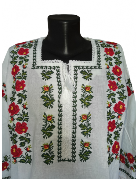 Ie traditionala românească mânecă lunga din bumbac, broderie tradițională. Mărimi S-3XL.