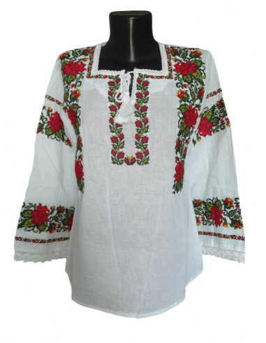 Ie traditionala românească mânecă lunga din bumbac, broderie tradițională. Mărimi S-3XL.