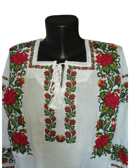 Ie traditionala românească mânecă lunga din bumbac, broderie tradițională. Mărimi S-3XL.