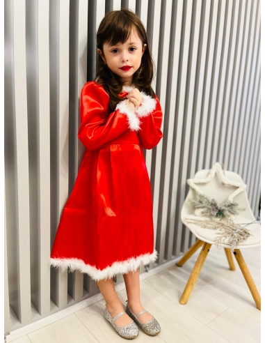 Costume Elegante de Crăciun pentru Fetițe - Rochița Rosie Crăciun  3-8 Ani