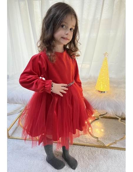 Costume Elegante de Crăciun pentru Fetițe - Rochițe Rosie de Poveste 3-8 Ani
