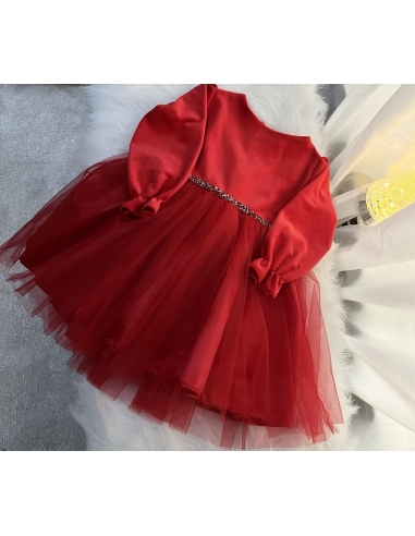 Costume Elegante de Crăciun pentru Fetițe - Rochițe Rosie de Poveste 3-8 Ani