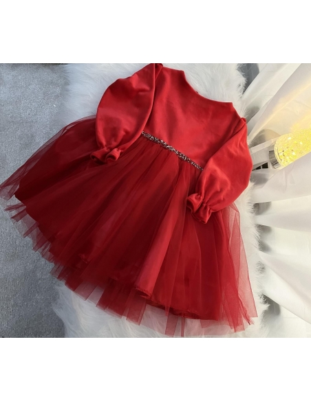 Costume Elegante de Crăciun pentru Fetițe - Rochițe Rosie de Poveste 3-8 Ani