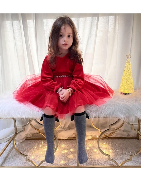 Costume Elegante de Crăciun pentru Fetițe - Rochițe Rosie de Poveste 3-8 Ani