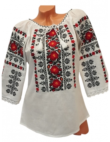 ie traditionala romaneasca pentru femei cu maneca lunga disponibila in stoc in marimi de la s la 3xl