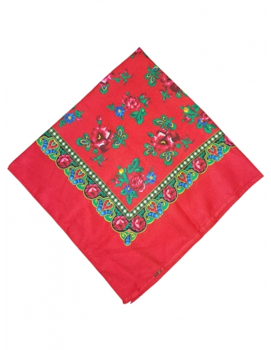 Batic traditional rosu cu florie dimensiuni 75x75cm