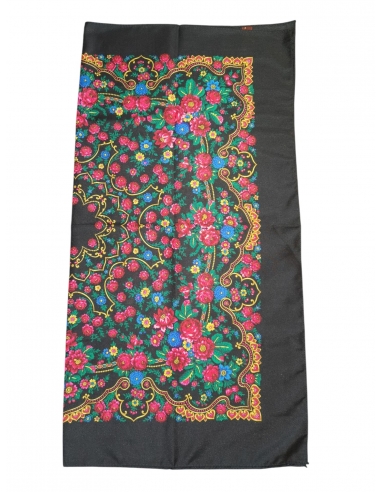 Batic traditional negru cu flori dimensiuni 75x75cm