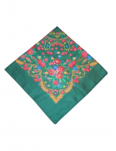 Batic traditional verde cu flori dimensiuni 75x75cm