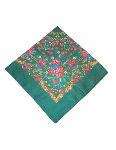 Batic traditional verde cu flori dimensiuni 75x75cm