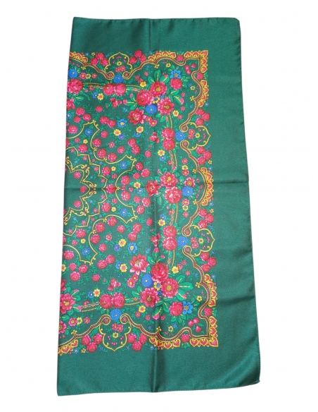 Batic traditional verde cu flori dimensiuni 75x75cm