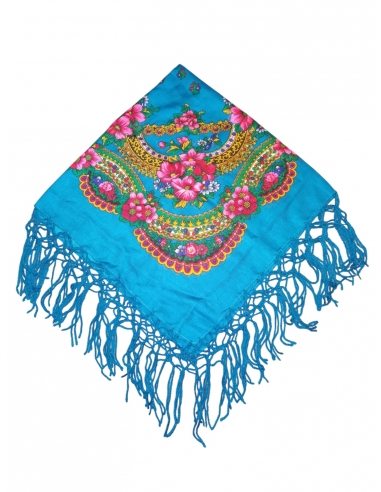 Batic traditional albastru cu flori...