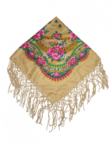 Batic traditional cu flori si ciucurimaro dimensiuni 75x75cm
