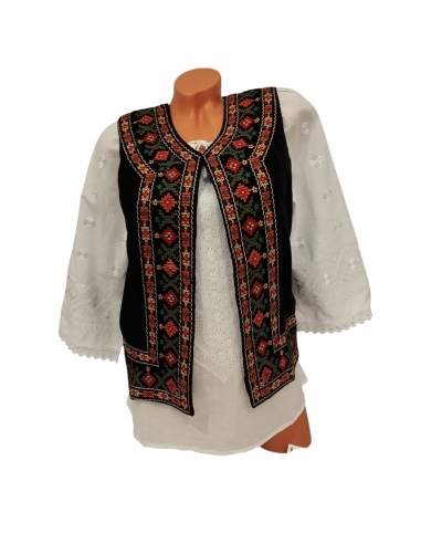Vesta traditionala din amestec lana, brodata cu motive romanesti, disponiblia in marimi variate de la S la 3XL