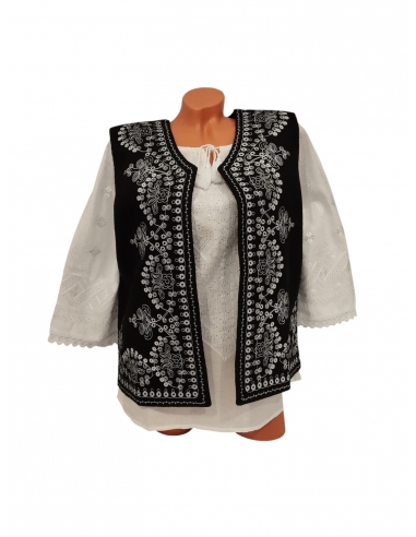 Vesta traditionala din amestec lana, brodata cu motive romanesti, disponiblia in marimi variate de la S la 3XL