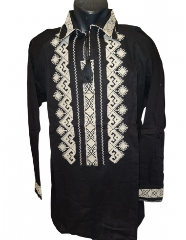 ie petru barbati brodata cu motive traditionale disponibila in marimi de la s la 3xl culoare neagra
