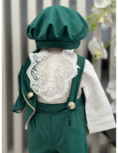 Costum de botez pentru băieți, disponibil în mărimi 3 luni, 3-6 luni, 6-9 luni.