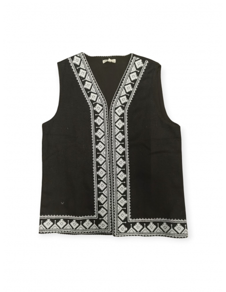 Vesta traditionala neagra cu motive geometrice marimi disponibile de la s la 4xl