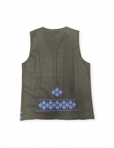 Vesta traditionala neagra cu motive geometrice alb