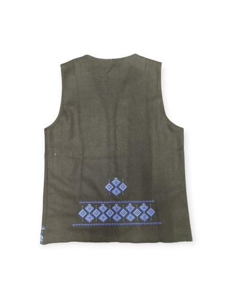 Vesta traditionala neagra cu motive geometrice alb
