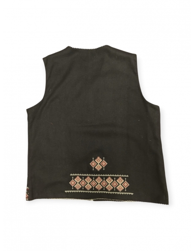 Vesta traditionala neagra cu motive geometrice rosu bej