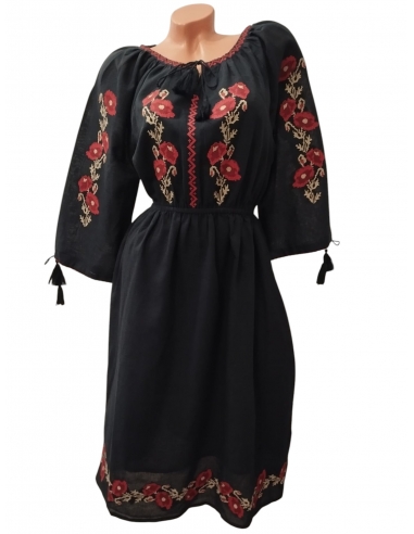 rochie traditionala brodata cu motive romanesti marimi disponibile de la S la 3XL