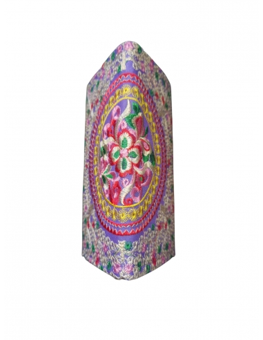 Portofel din material textil brodat mov