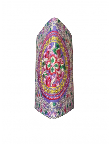 Portofel din material textil brodat mov