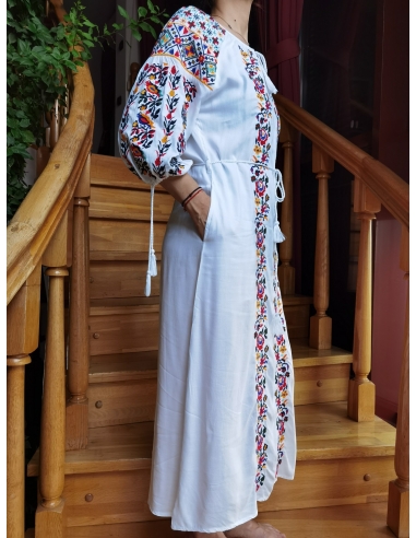 Rochie Tradițională Românească cu Broderie Florală – Mărimi S-3XL, Stil Autentic