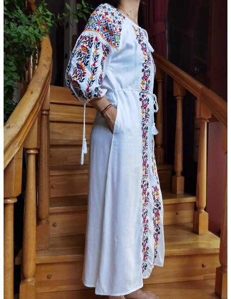 Rochie Tradițională Românească cu Broderie Florală – Mărimi S-3XL, Stil Autentic
