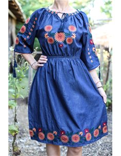 Rochie brodata din denim Elena12