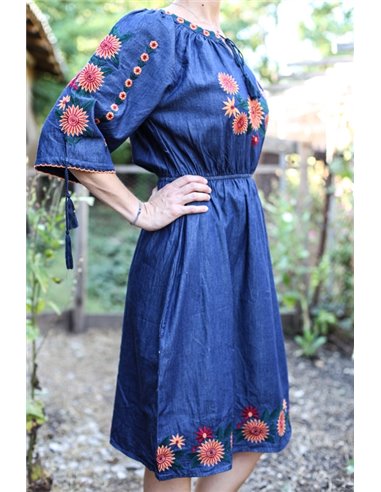 Rochie brodata din denim Elena12