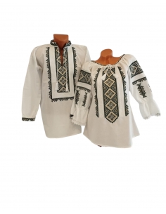 Set familie barbat dama , broderie verde cu auriu – mărimi S-3XL