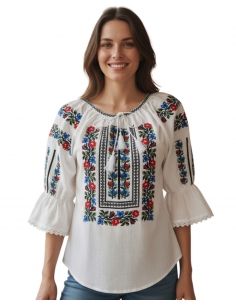 ie romaneasca de dama brodata cu motive florale