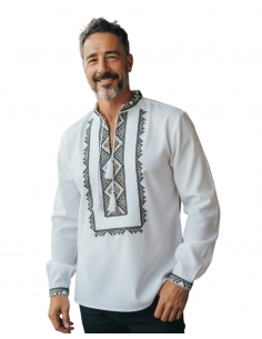 Ie tradițională cu guler tip tunică, broderie verde cu auriu – mărimi S-3XL