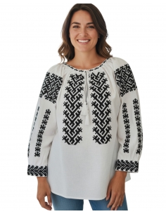 Ie traditionala romaneasca maneca lunga cu broderie neagra