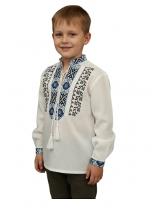 Ie tradițională băieți albă cu broderie albastru-negru și...