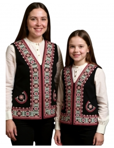 Set vestă tradițională românească mamă și fiică – broderie colorată, model popular