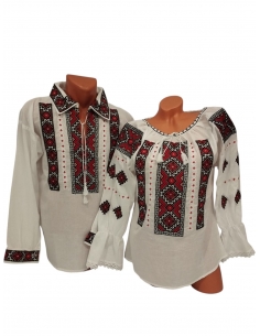 Set Ii Traditionale Romanesti Cuplu – Broderie Rosie si Neagra
