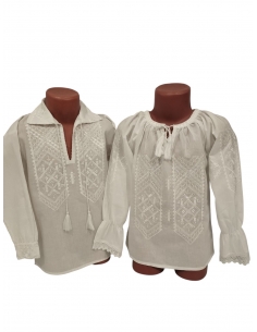 Set ii traditionale romanesti pentru copii fata si baiat din bumbac alb cu broderie alba – IiRomanesti.ro