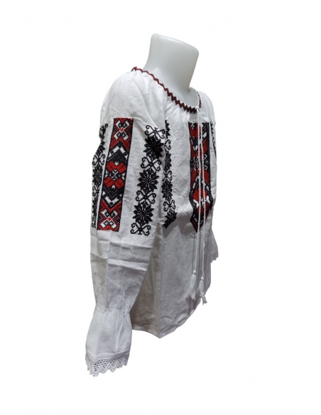 Ie traditionala copii fetite broderie negru rosu model popular