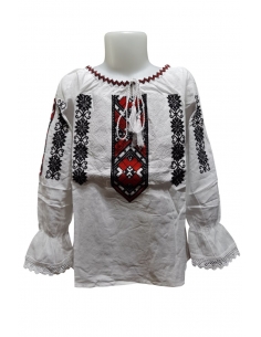 Ie traditionala copii fetite broderie negru rosu model popular