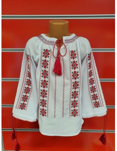 Ie traditionala fetite cu broderie rosie negru si motive florale